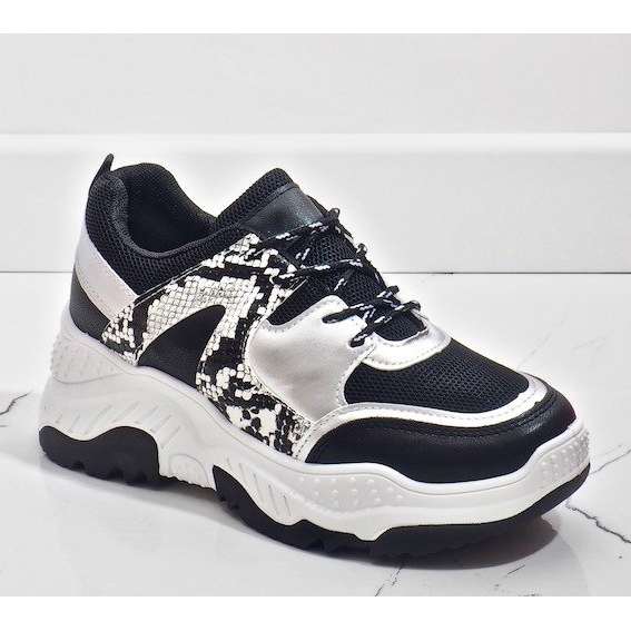 Schwarze A88-56 Schlangen-Sportschuhe grau 1