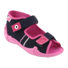 Mädchen Hausschuhe Rüben Befado 242p056 marineblau rosa 1