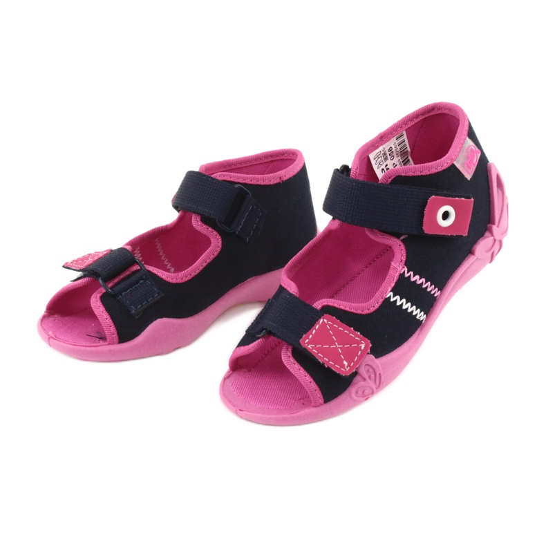 Mädchen Hausschuhe Rüben Befado 242p056 marineblau rosa 3