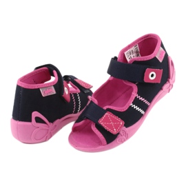 Mädchen Hausschuhe Rüben Befado 242p056 marineblau rosa 4