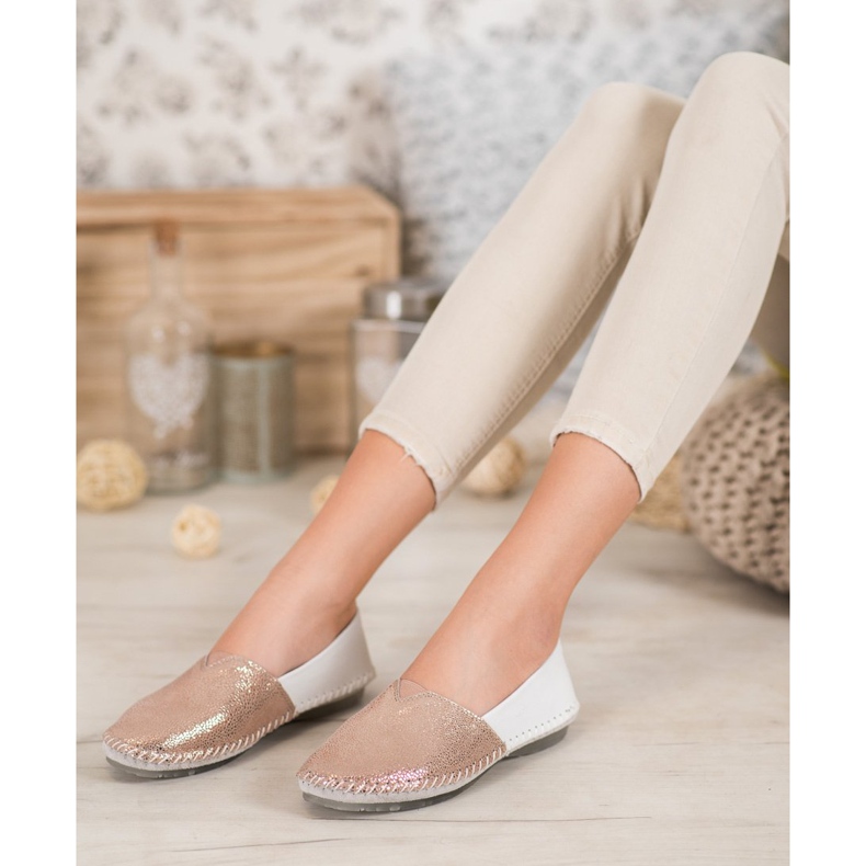 VINCEZA Leder Slipper weiß gelb 1