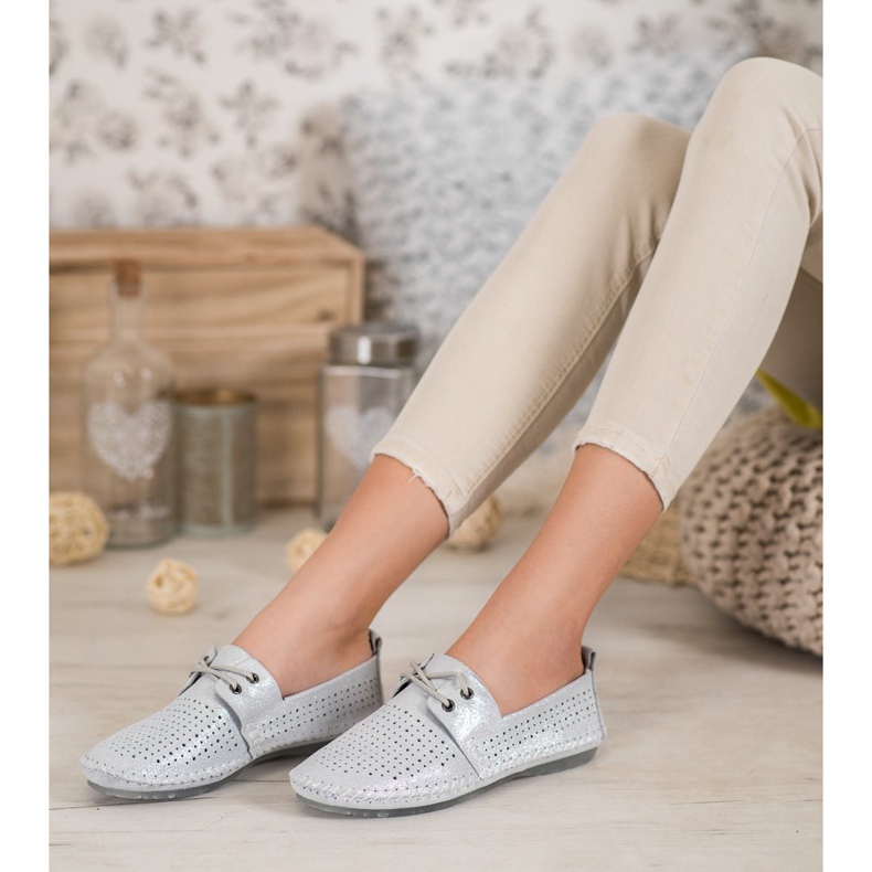 VINCEZA Sneakers aus Leder grau 1