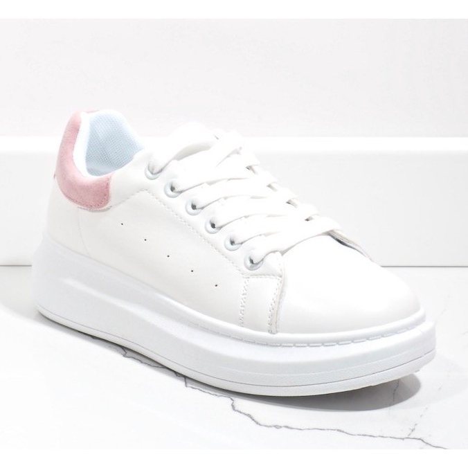 Weiße Sneaker mit dicker Sohle 7935-SP rosa 1