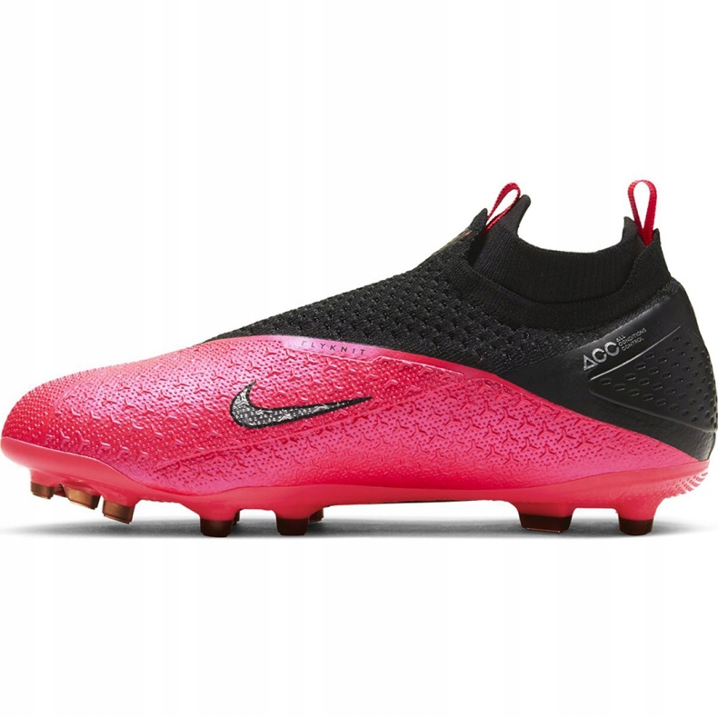 Nike Phantom Vsn 2 Elite Df FG / MG Jr CD4062-606 Fußballschuhe rot-pink, schwarz rosa 2