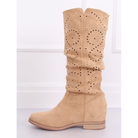 Beige durchbrochene Keilstiefel NC1015 Beige 1