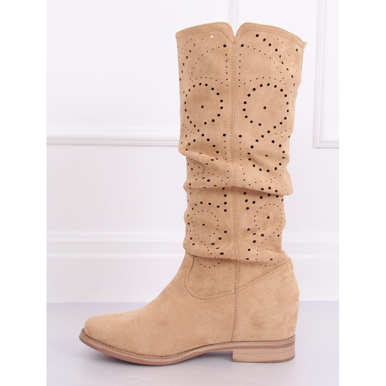 Beige durchbrochene Keilstiefel NC1015 Beige 1