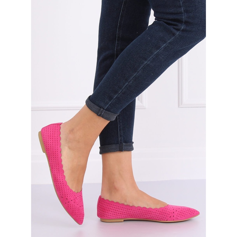 Fuchsia durchbrochene Ballerinas NK18P Fushia rosa 1