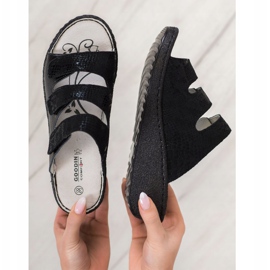 Goodin Hausschuhe aus schwarzem Leder 2