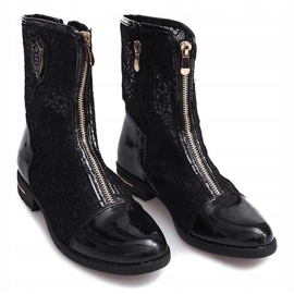 Durchbrochene Stiefel Reißverschluss X362 Schwarz 2