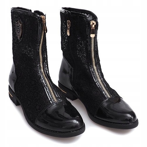 Durchbrochene Stiefel Reißverschluss X362 Schwarz 2