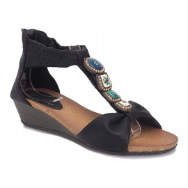 Schwarze Perlina Keilsandalen 1