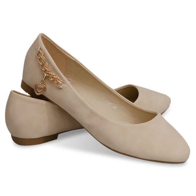 Ballerinas Mit Goldkette Und Herz Y20-90B Beige schwarz 1
