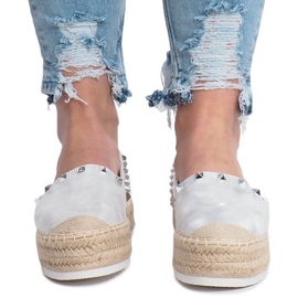 Silberne Espadrilles am Glam Wedge grau 1