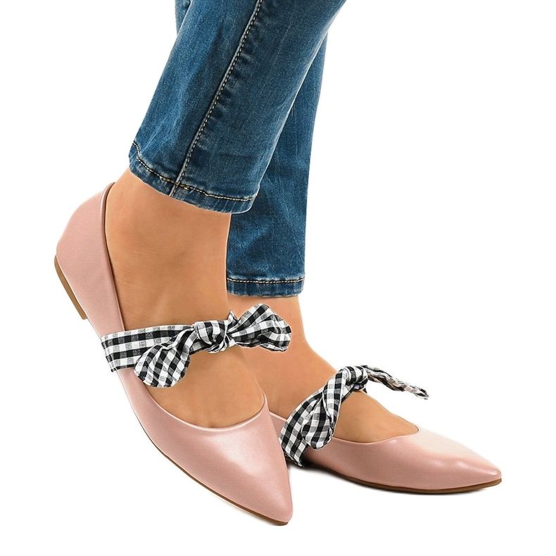 Rosa Schnürballerinas mit Schleifen NK07P 1