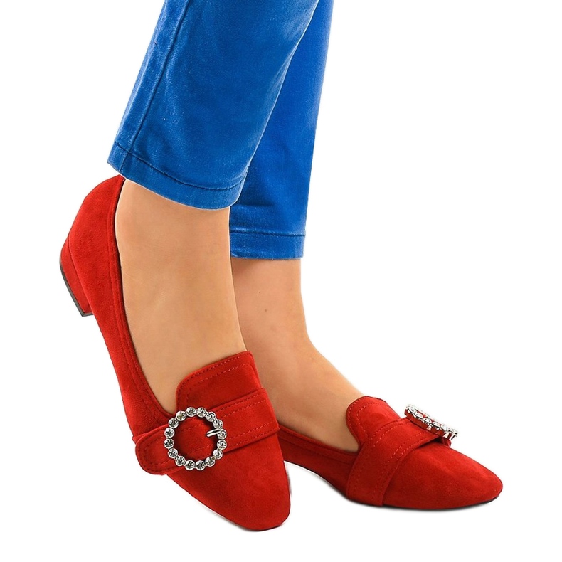 Rote Wildleder High Heels L419 1