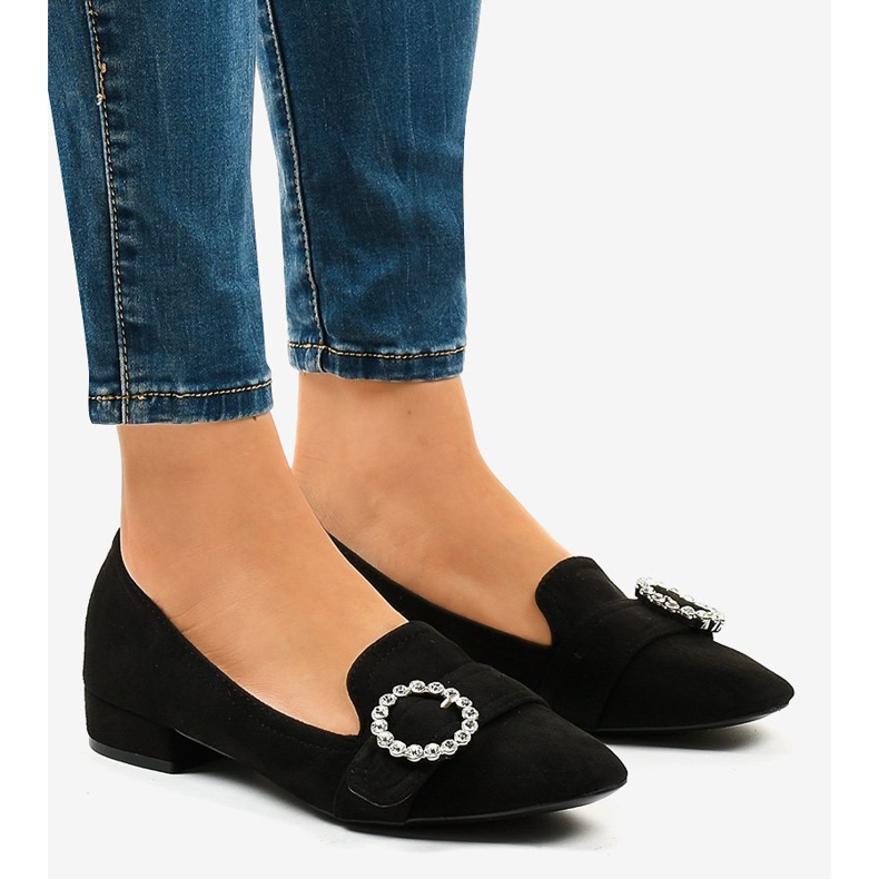 Schwarze Wildleder High Heels L419 1