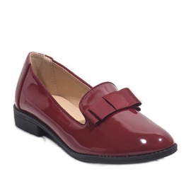 Rote Damenmokassins mit Schleife F158 1