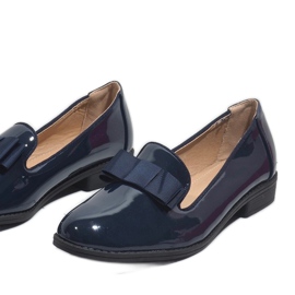 Marineblaue Damenmokassins mit Schleife F158 navy blau 1