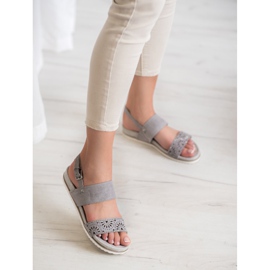 Evento Graue Sandalen mit Lochmuster 1