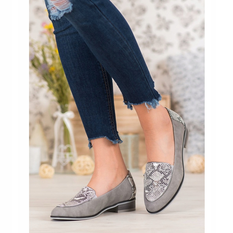 VINCEZA Loafer mit Schlangenmuster grau 1