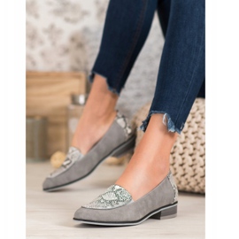 VINCEZA Loafer mit Schlangenmuster grau 2