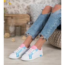 Ideal Shoes Modische Sneaker mit Öko-Leder weiß blau rosa mehrfarbig 2
