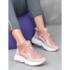 Ideal Shoes Hohe Stiefel auf der Plattform rosa mehrfarbig 1