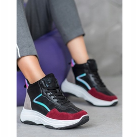 Ideal Shoes Hohe Stiefel auf der Plattform schwarz mehrfarbig 1