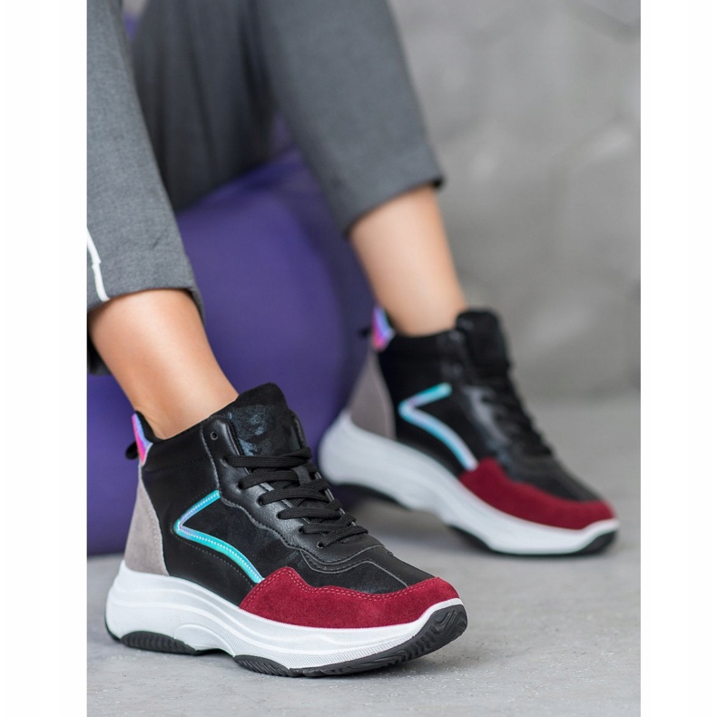 Ideal Shoes Hohe Stiefel auf der Plattform schwarz mehrfarbig 1