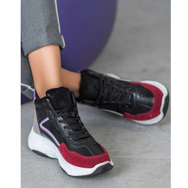 Ideal Shoes Hohe Stiefel auf der Plattform schwarz mehrfarbig 2