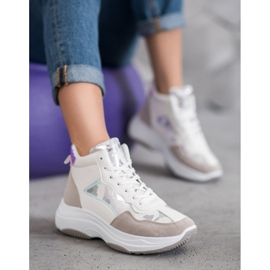 Ideal Shoes Hohe Stiefel auf der Plattform weiß braun mehrfarbig 2