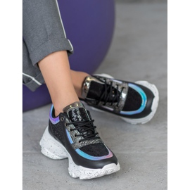 SHELOVET Sneakers mit Pailletten auf der Plattform schwarz mehrfarbig 2