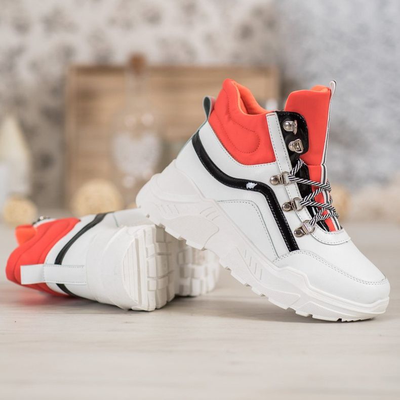 Ideal Shoes Mode Stiefel weiß orange mehrfarbig 1