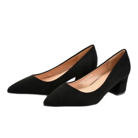 Schwarze Pumps an einem Pfosten aus Öko-Wildleder FM3030 gelb 1