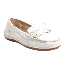 Weiße Fransen Ballerinas Mokassins MDM126 1