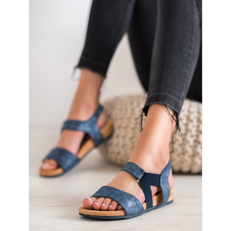 SHELOVET Bequeme marineblaue Sandalen 2