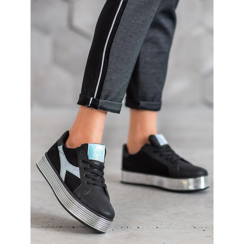 Ideal Shoes Sneaker mit Holo-Effekt schwarz gelb 2