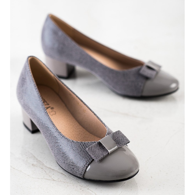 Pumps mit VINCEZA-Schleife grau 2