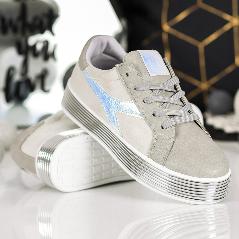 Ideal Shoes Sneaker mit Holo-Effekt grau 1