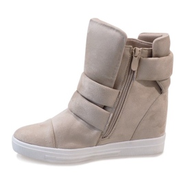 Beige Sneakers mit Keilabsatz H6508-8 1