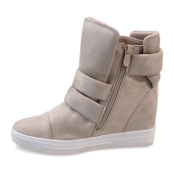 Beige Sneakers mit Keilabsatz H6508-8 1