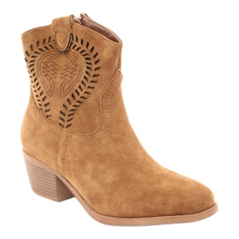 M.Daszyński Casual Damen Cowboystiefel Daszyński 1921, Wildleder braun 1