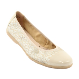 Caprice Bequeme Ballerinas im Spitzenstil, Leder 22152, beige 1
