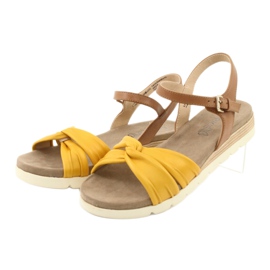 Caprice Ledersandalen beige / zitrone braun gelb 5