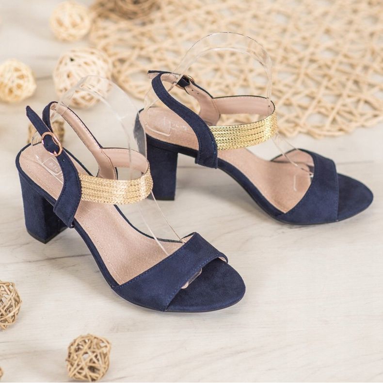 Filippo Sandalen mit goldenem Gürtel blau gelb 2