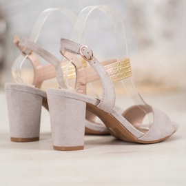 Filippo Sandalen mit goldenem Gürtel grau gelb 1