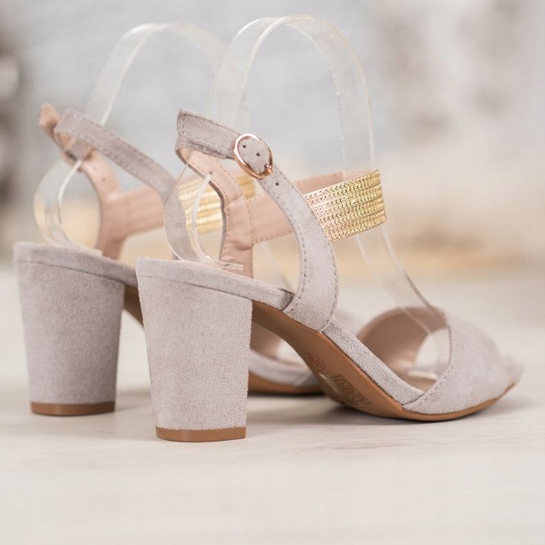 Filippo Sandalen mit goldenem Gürtel grau gelb 1