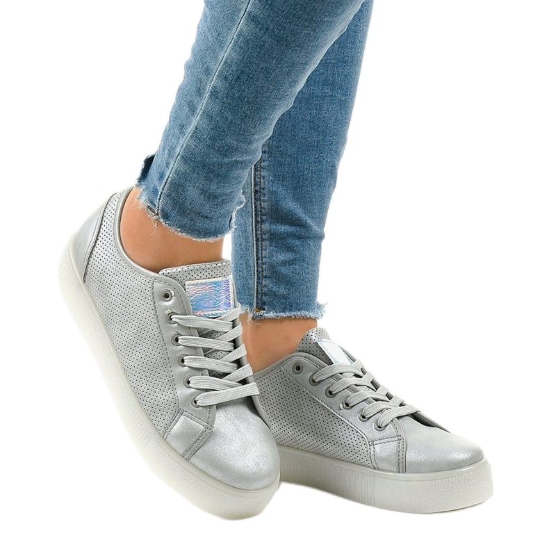 Graue gruselige Damen-Sneaker F-2969 1