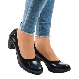 Navy lackierte Pumps am Pfosten 579-2 marineblau 1