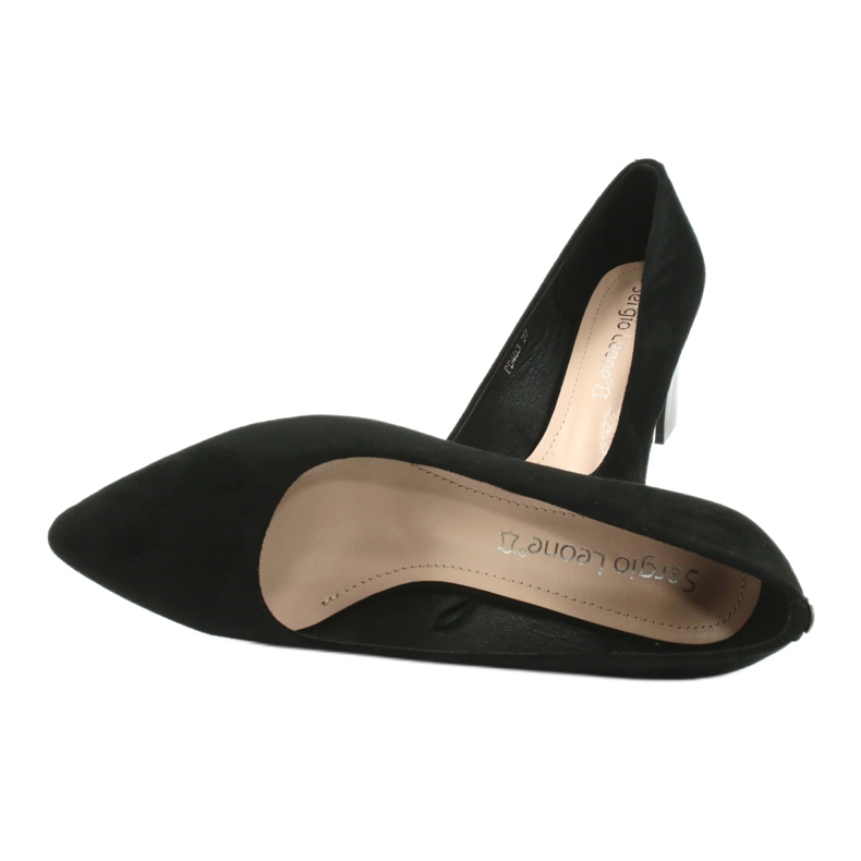 Wildlederpumps auf einem hohen Absatz Sergio Leone PB403 schwarz 5